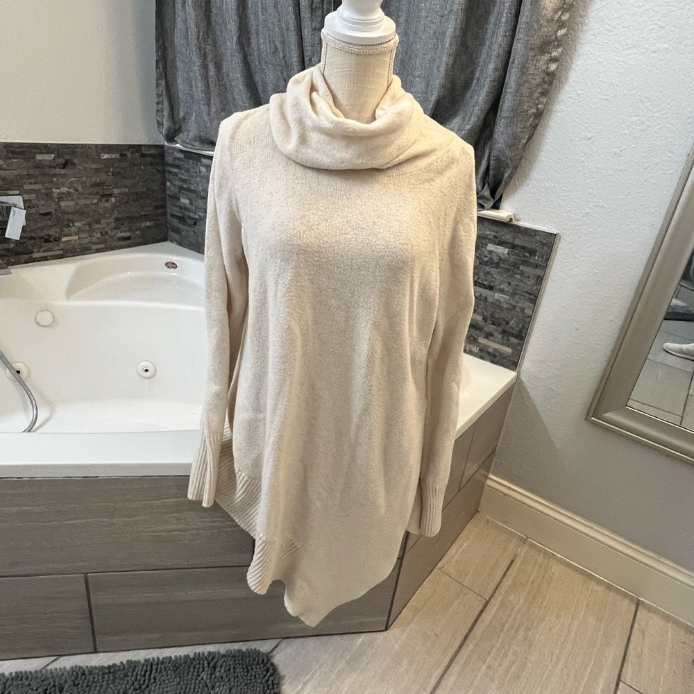 STYLUS Cream Cowl-Neck Tunic Sweater